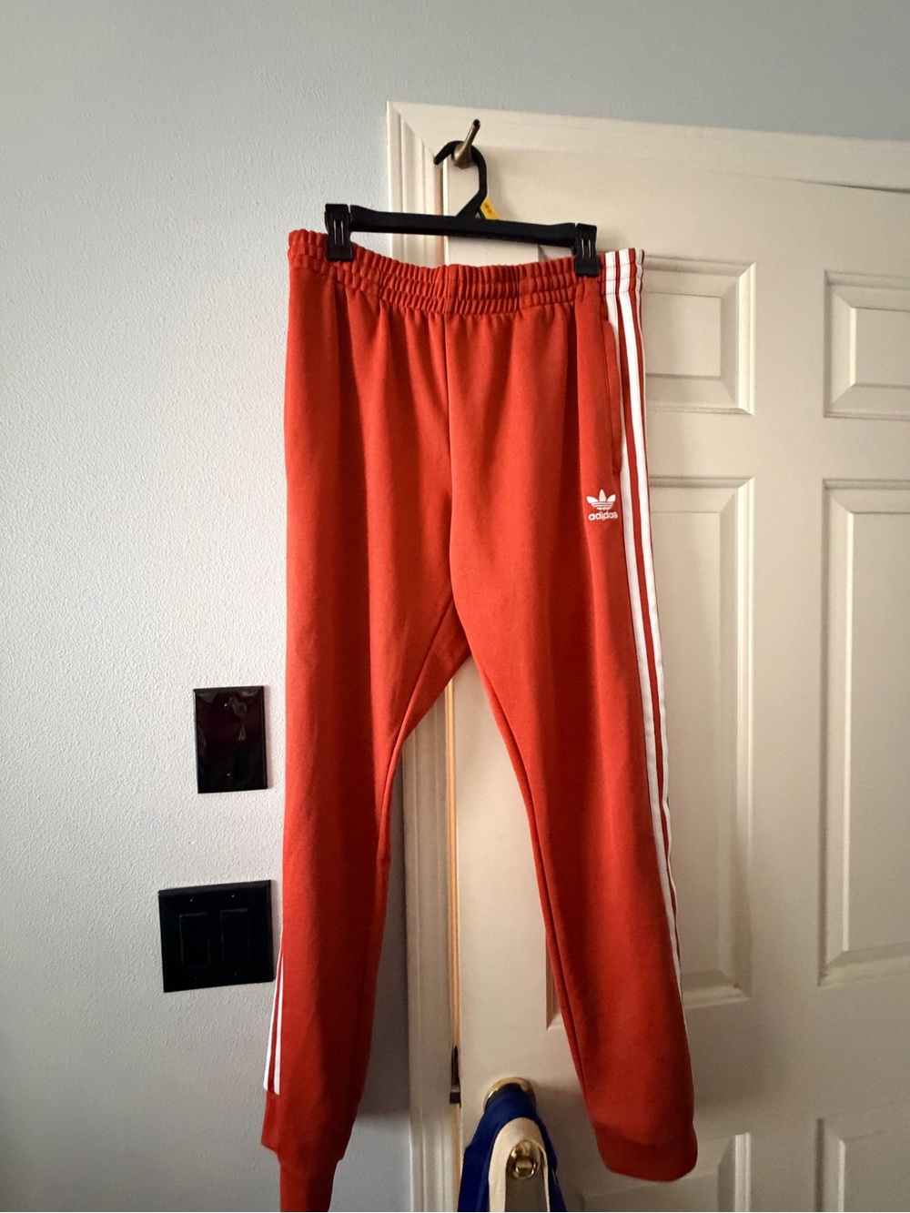 adidas Red Track Pants with White Three-Stripes